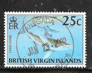 British Virgin Islands #851 25c Tiger Shark (U) CV.$0.60