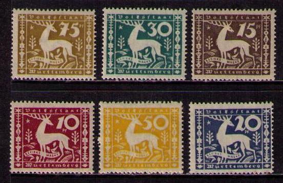 GERMANY WURTTEMBERG Sc# O53 - O58 Set6 MH FVF Stag cc