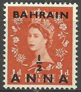 Bahrain - 1956 Overprint on GB QEII 1/2a on 1/2d MLH  #99