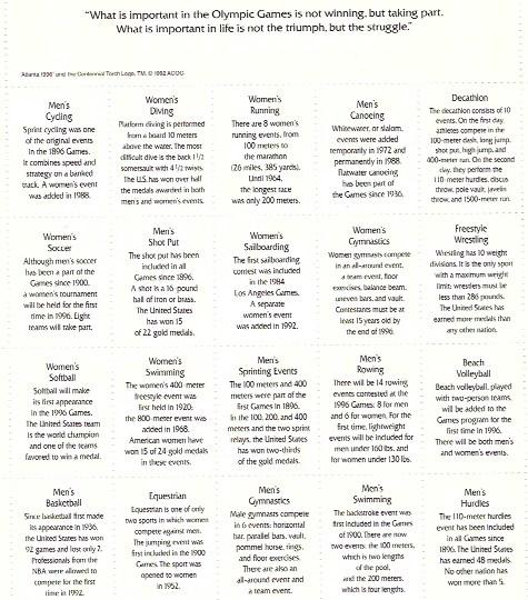 US #3068 Sheet. Atlanta 1996 Olympic Games.