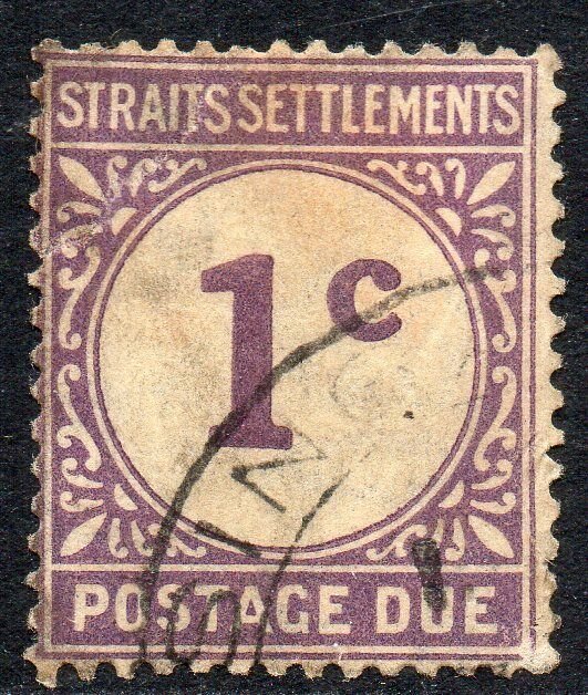 1924 Straits Settlements Sg D1 1c violet Postage Due Good Used