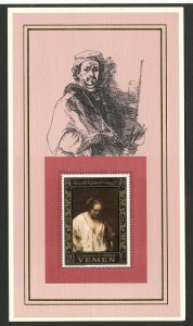 PAINTER-ART-YEMEN STAMP-CARD-REMBRANDT VAN RIJN-QUALITY AS IN THE PICTURE