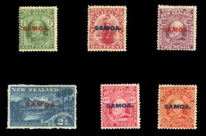 Samoa #114-119 Cat$19.55, 1914 Overprints, complete set, hinge remnants