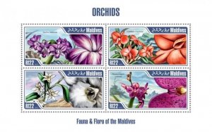 Maldives - 2013 Orchids -  4 Stamp  Sheet 13E-036