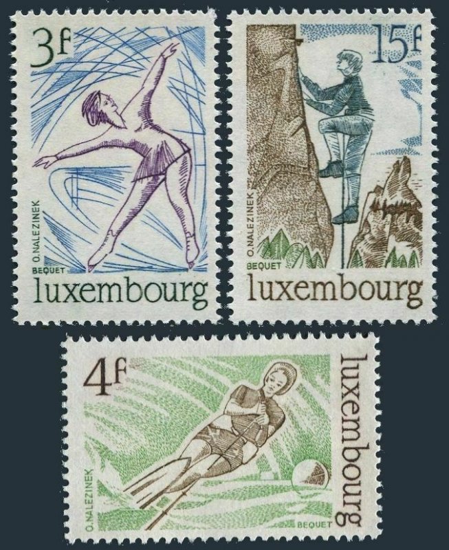 Luxembourg 566-568,MNH.Michel 911-913. Figure skating,Water skiing,Climbing,1975