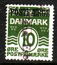 Denmark:SC#Q1-used-10o green parcel post-