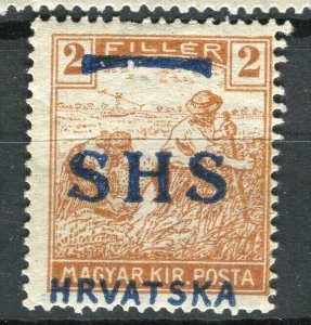 HUNGARY; 1919-20 early Yugoslavia SHS Optd. issue Mint hinged 2f. value