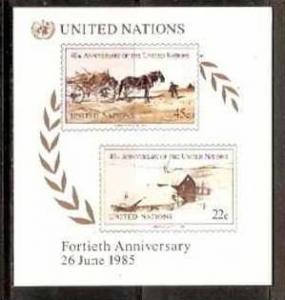 United Nations - New York 1985 40th Anni of UN Art Painting Horse Cart Sc 449...