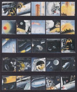 Palau 218a-218y Space Singles MNH VF