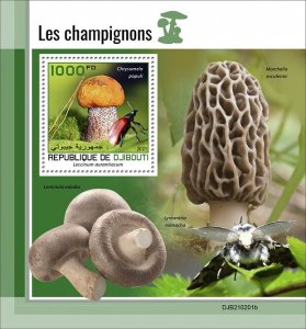 DJIBUTI - 2021 - Mushrooms - Perf Souv Sheet - Mint Never Hinged