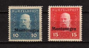 Montenegro # 1N3-4 MH Hinge Stain on one stamp, Austrian Occupation Stamps Set