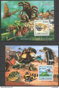 2007 Sao Tome & Principe Animals & Butterflies Fauna Scouting 2Bl ** Bc1373