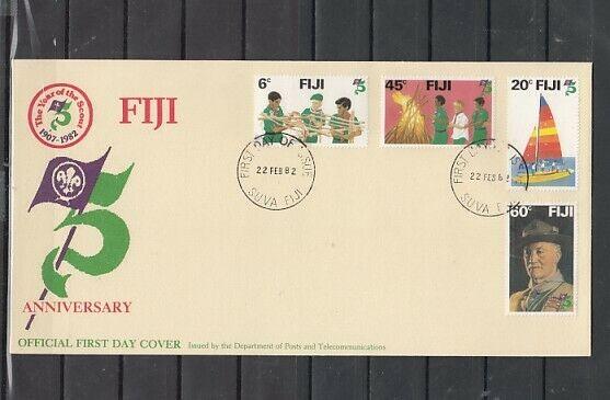 Fiji, Scott cat. 458-461. Scouting 75th Anniversary issue. First day cover.