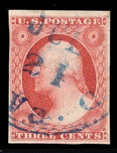 US STAMPS # 11A IMPERF POS 3R3 USED XF CAT. $100 LOT #5841