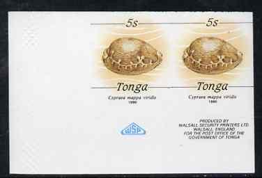 Tonga 1990-92 Green Map Cowrie Shell 5s (from reduced-siz...