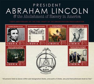 Liberia - 2012 - PRESIDENT ABRAHAM LINCOLN - Sheet of 6 Stamps - MNH