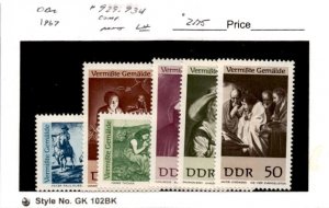 Germany - DDR, Postage Stamp, #929-934 Mint LH, 1967 Paintings Art (AE)