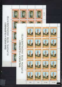 GUERNSEY 1978 YEAR EUROPA SET OF 2 SHEETS OF 20 STAMPS MNH 