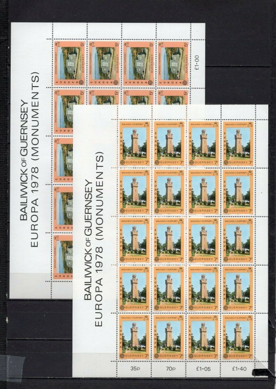 GUERNSEY 1978 YEAR EUROPA SET OF 2 SHEETS OF 20 STAMPS MNH