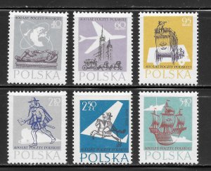 Poland Scott 799-804 MNHOG - 1958 Polish Posts 400th Anniversary - SCV $2.10