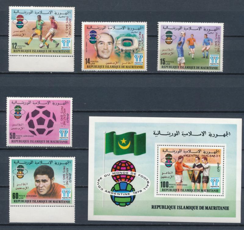 Mauritania 1978 Scott 399-401, c187-c189 (6) MNH - World Cup Soccer championship