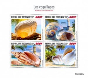 Togo - 2020 Seashells and Lighthouses - 4 Stamp Sheet - TG200221a
