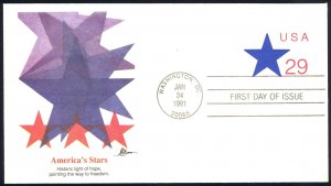 USA Sc# U623 (Fleetwood) FDC (Washington, DC) 1991 1.24 America's Stars