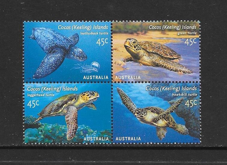 TURTLES - COCOS ISLANDS #336  (block 2)  MNH