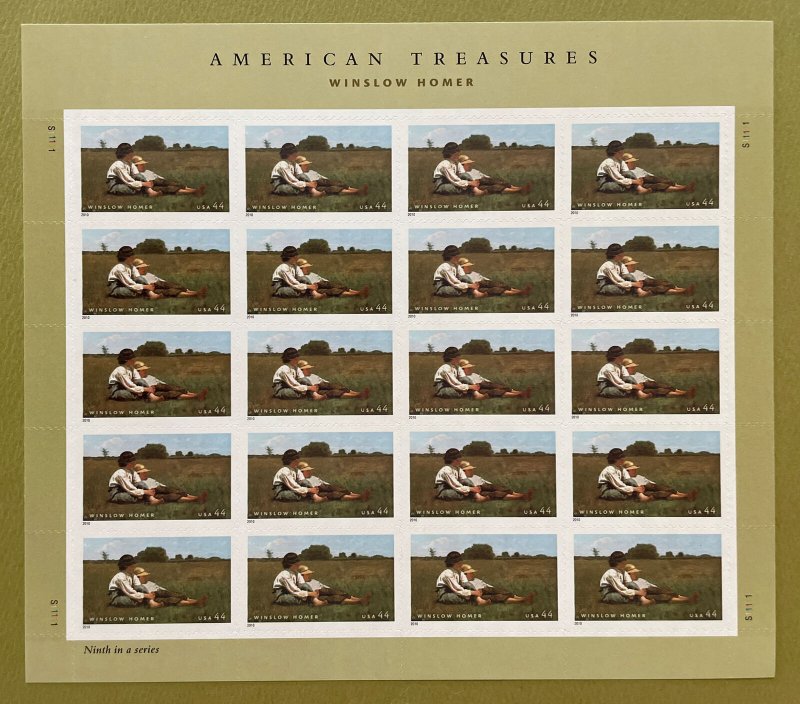 Scott 4473 WINSLOW HOMER Pane of 20 US 44¢ Stamps MNH ￼2010 