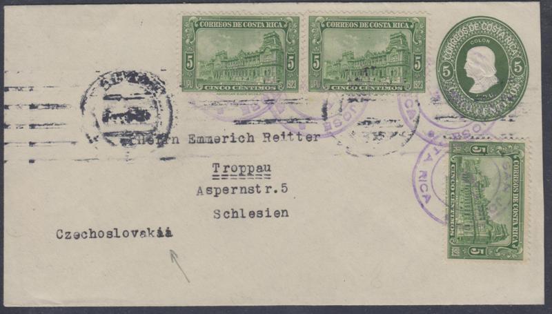 O) 1923 COSTA RICA, GENERAL POST OFFICE-UPU, COLON-5 CENTAVO