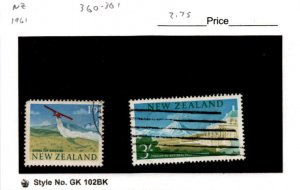 New Zealand, Postage Stamp, #360-361 Used, 1963 Airplane (AC)