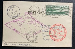 1930 Lake Hurst NJ USA Graf Zeppelin postcard cover Around the World #C13 FFC