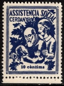 1937 Spain Civil War Charity Poster Stamp 10 Cent Cerdanyola Social Assistance