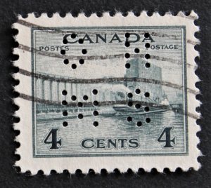 Canada #O253 Used Official OHMS Perfin 1942