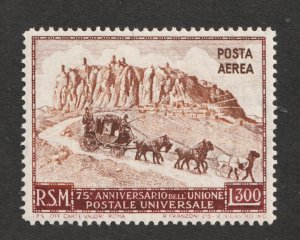 1951 San Marino Sc# C75 (airmail) - 75th Anniv UPU, Stagecoach. MNH Cv$21.00