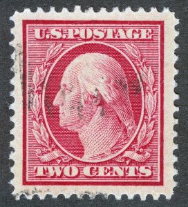 US Sc 332 Carmine 2¢ 1908 p.12 DLWmk Light Strike Blk Cancel JUMBO GEM