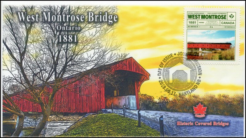 CA19-038, 2019, Historic Covered Bridges, Pictorial Postmark, First Day Cover,