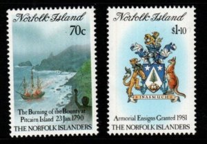 NORFOLK ISLAND SG477/8 1990 HISTORY OF THE NORFOLK ISLANDERS MNH