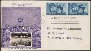 USA 1945 CROSBY photo FDC to New Zealand - 3c Texas........................55564