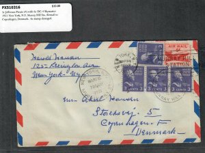 1951 Prexie Cover 3c Jefferson (4) New York NY Murray Hill Sta. Airmail