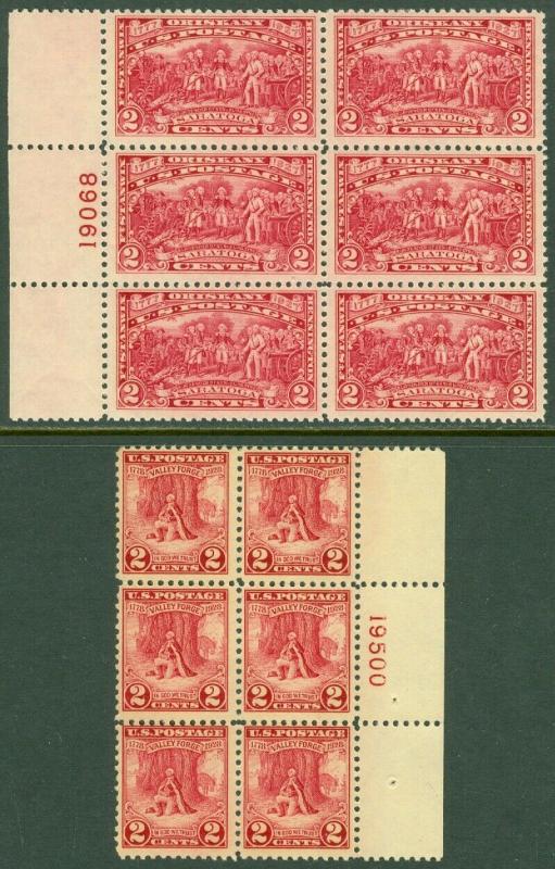 EDW1949SELL : USA 1927-28 Scott #644-45 P/B of 6 Mint Never Hinged. Catalog $80.