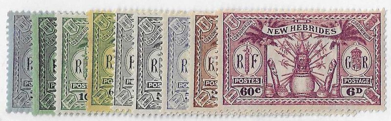 New Hebrides Sc #17-25  set of 9 OG VF