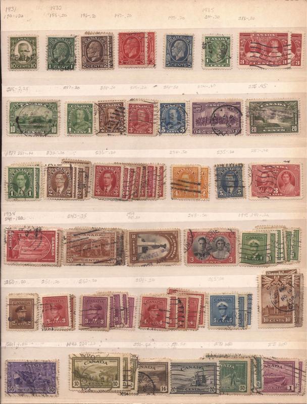 37 Canadian Stamps from 1931 to 1946