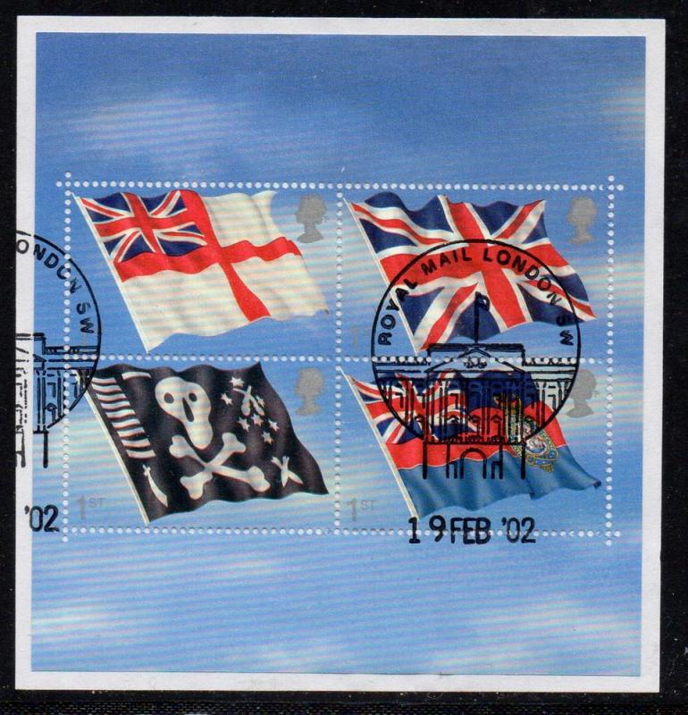 Great Britain Sc 1999 2001 Flags stamp sheet used