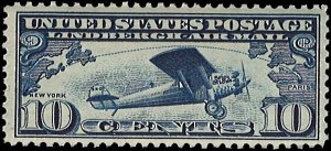U.S. Scott # C10  1927 10c ind  Lindberghs Monoplane  mint-nh- f