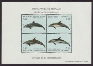 Monaco 1853 Dolphins Souvenir Sheet MNH VF