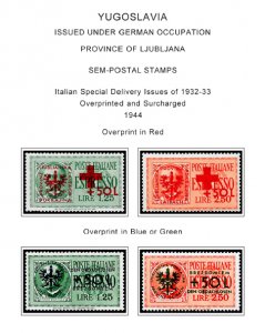 COLOR PRINTED OCCUPIED SERBIA +  YUGOSLAVIA 1941-1945 STAMP ALBUM PAGES (23 pgs)