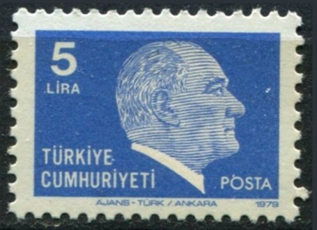 Turkey Sc#2132 MNH, 5L ultra & gray, Ataturk, Definitive (1979-1981) (1979)