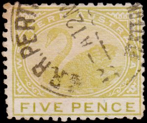 Western Australia Scott 94, Perf. 12.5x12 (1905) Used F, CV $15.00 M