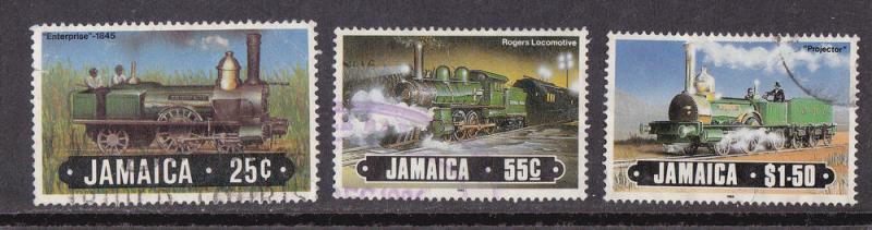 Jamaica  # 583-585, Trains, Used